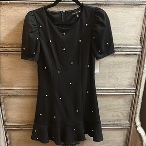 Black Mini Dress with Studded Details